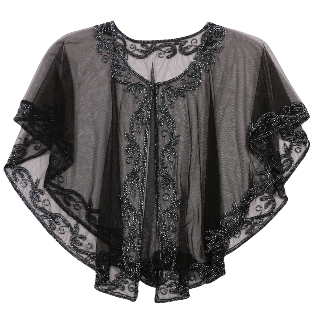 Ananya Black Embellished Poncho Shrug