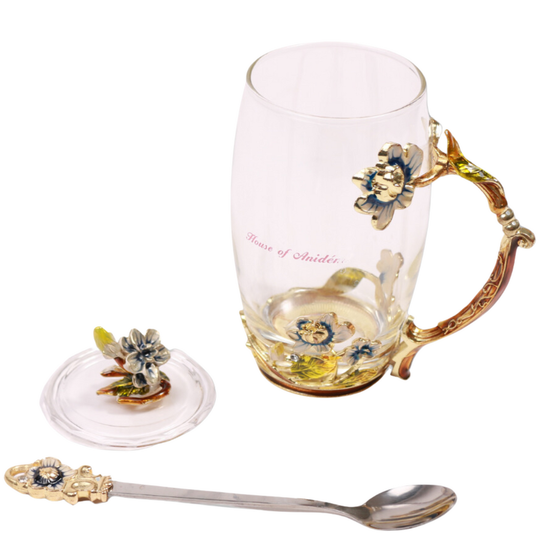 Blue Flower Cup & Spoon Set