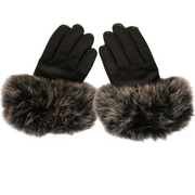 Black and Gray Fur Gloves