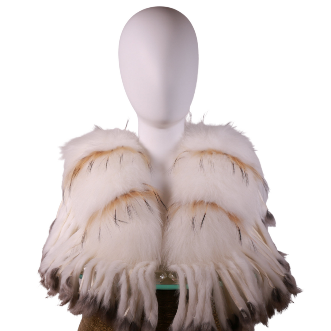 Anidém Fox Fur Shawl with Tassel