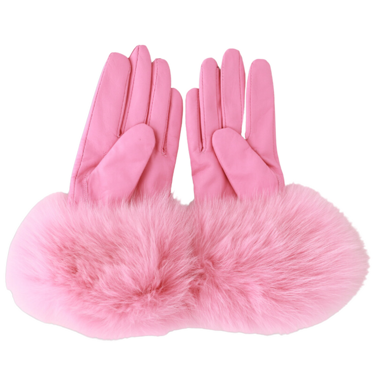 Pink Fur Gloves