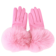 Pink Fur Gloves