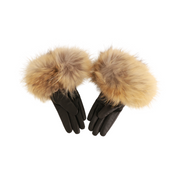 Winter Beige Fur Black Gloves