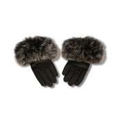 Black and Gray Fur Gloves