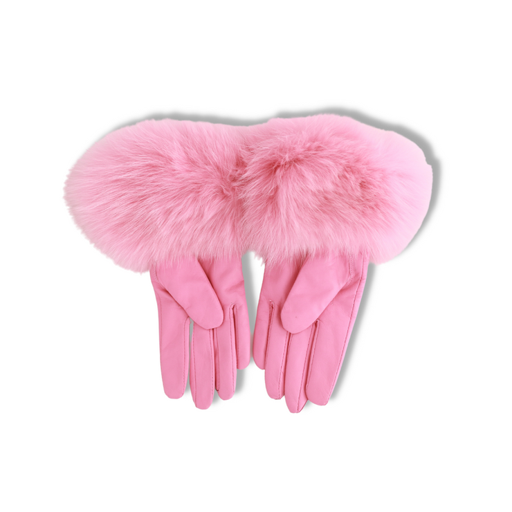 Pink Fur Gloves