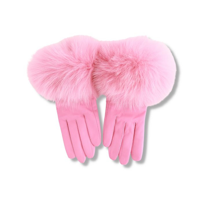 Pink Fur Gloves